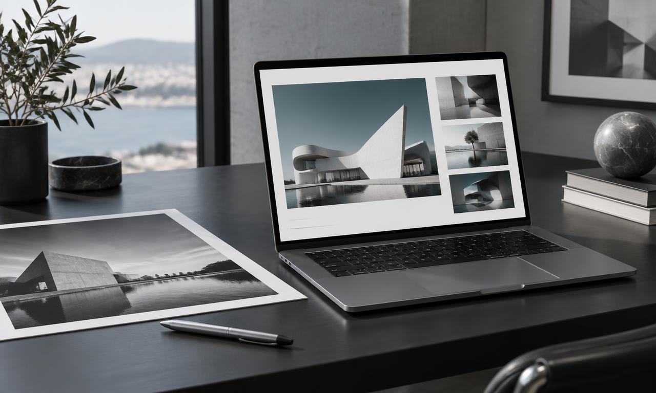 Illustrative portfolio design on a laptop